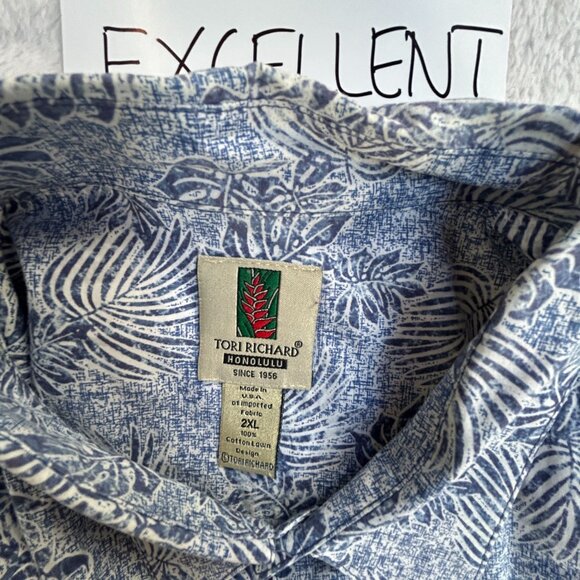 Tori Richard Honolulu Mens Leaf Hawaiian Shirt 2XL Cotton Lawn Rotary Intl Logo - Picture 3 of 7